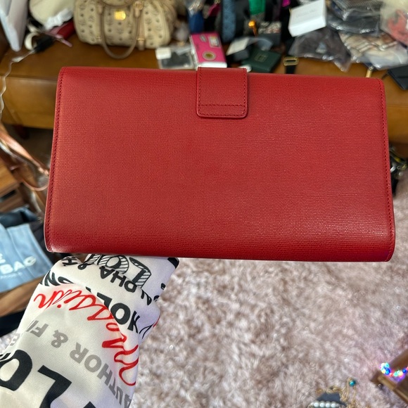 YSL Red Designer Clutch with Gold Accent - Picture 4 of 8